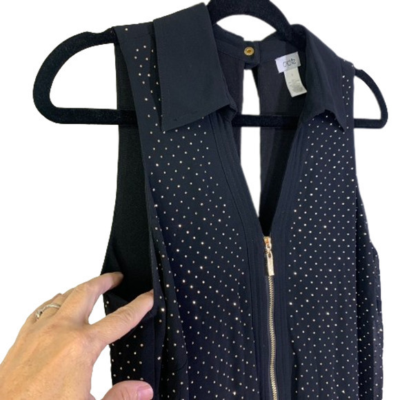 CACHÉ Black & Gold Metallic Polka-Dot Romper - Picture 4 of 16